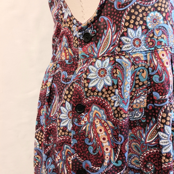 Vintage modest floral pinafore apron dress. Via Sant Andrea. Size 15. Medium. - Picture 12 of 16